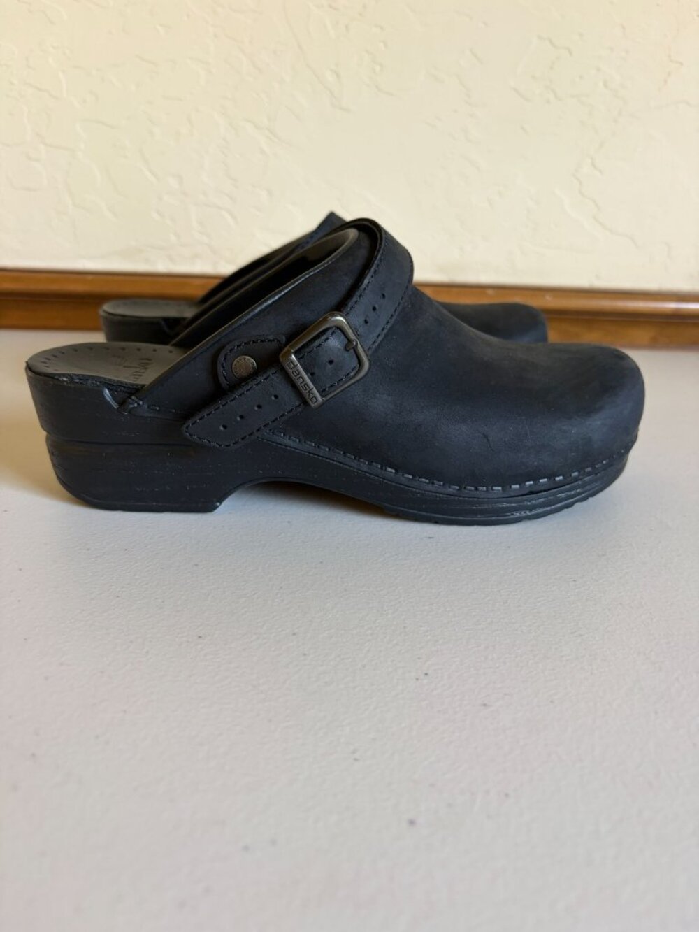 Dansko Black Nubuck Clogs